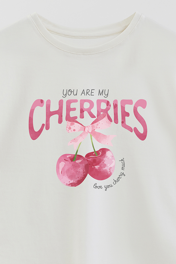REMERA GIRL OVER CHERRIES