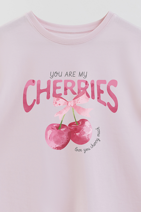 REMERA GIRL OVER CHERRIES