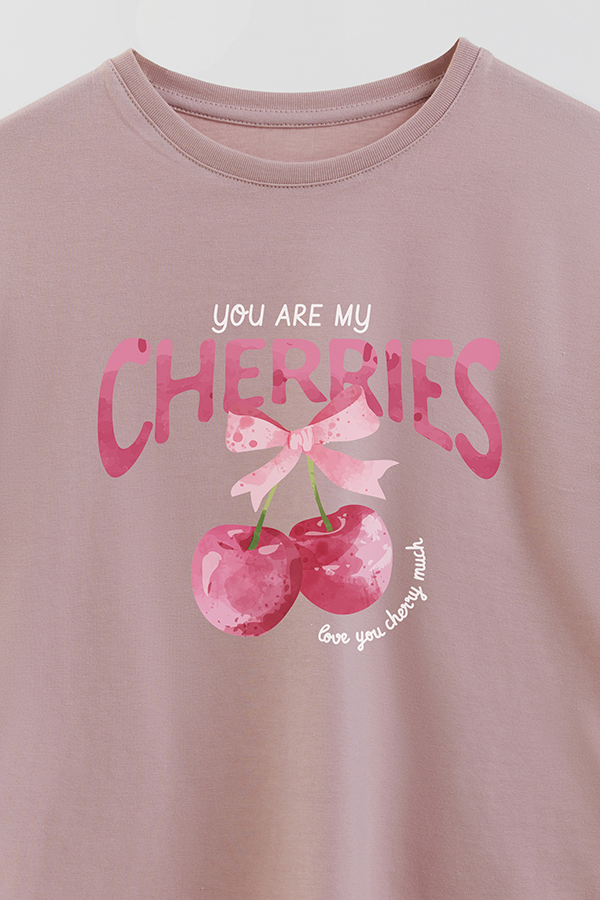 REMERA GIRL OVER CHERRIES