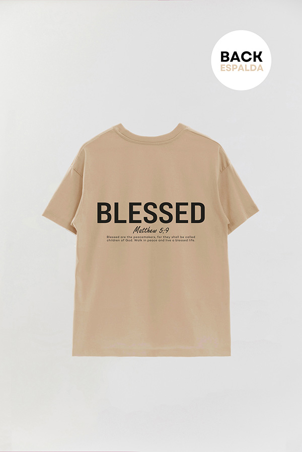 REMERA OVER ESTAMPADA UNISEX ESPALDA BLESSED