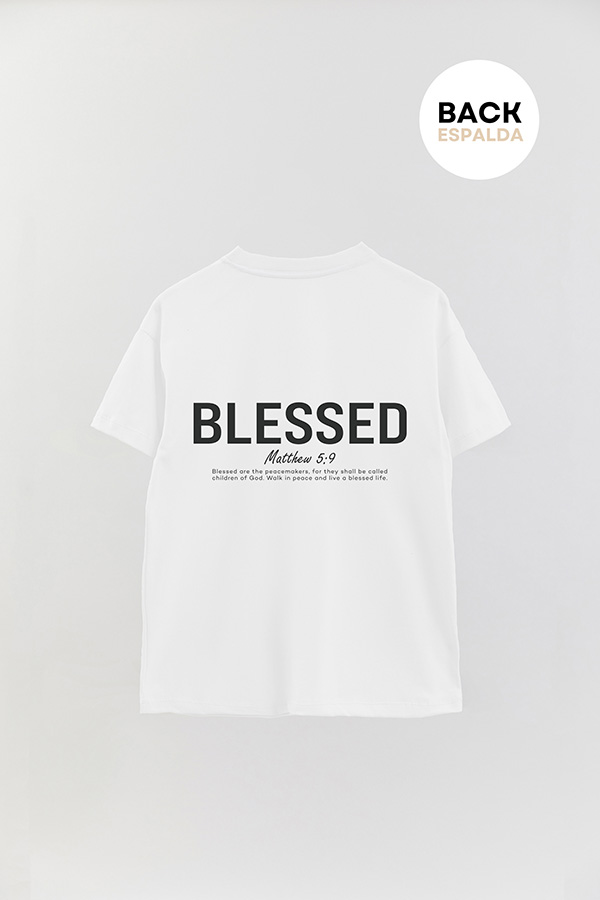 REMERA OVER ESTAMPADA UNISEX ESPALDA BLESSED