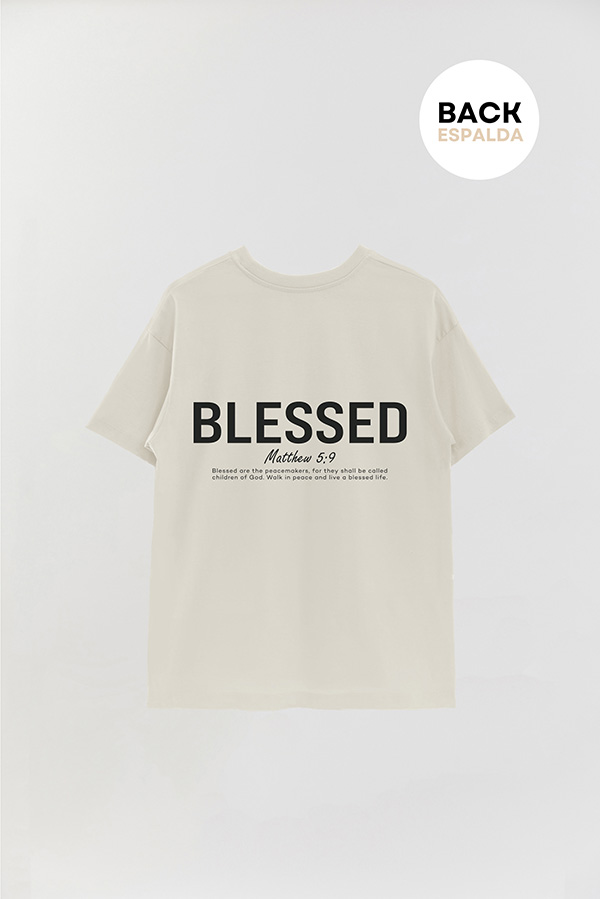 REMERA OVER ESTAMPADA UNISEX ESPALDA BLESSED