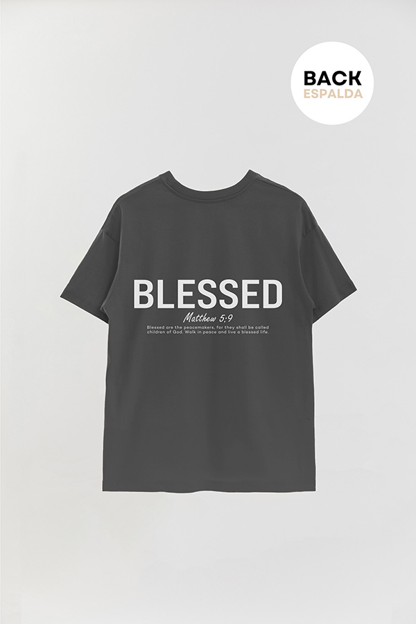 REMERA OVER ESTAMPADA UNISEX ESPALDA BLESSED