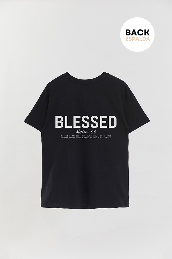 REMERA OVER ESTAMPADA UNISEX ESPALDA BLESSED