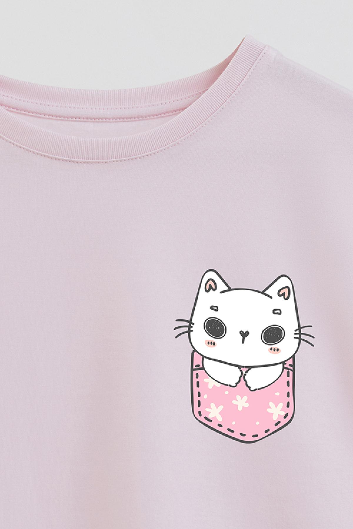REMERA GIRL OVER CAT POCKET 4