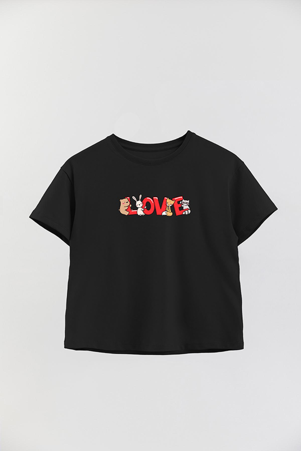 REMERA GIRL OVER GP LOVE ANIMALS