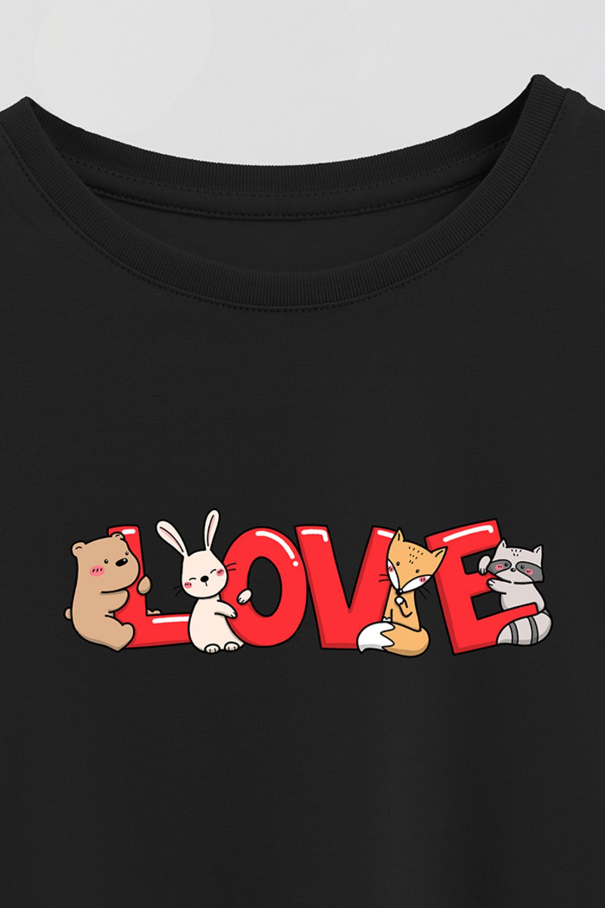 REMERA GIRL OVER GP LOVE ANIMALS