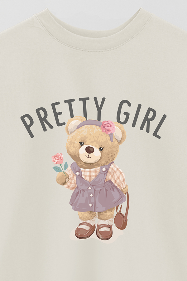 REMERA OVER ESTAMPADA UNISEX TEDDY PRETTY GIRL
