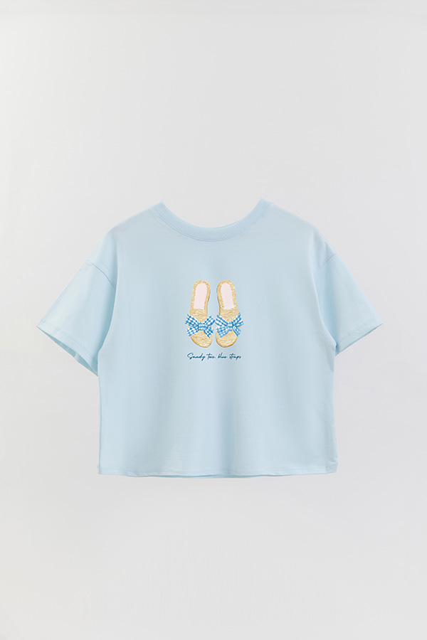 REMERA CROP ESTAMPADA COASTAL SANDY TOES