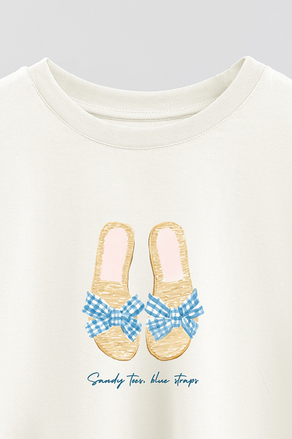 REMERA CROP ESTAMPADA COASTAL SANDY TOES