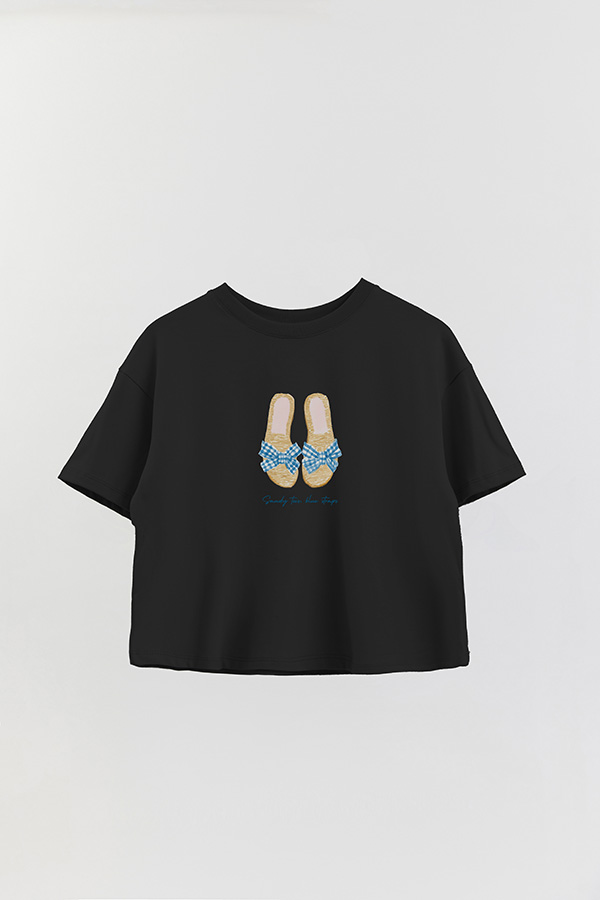 REMERA CROP ESTAMPADA COASTAL SANDY TOES