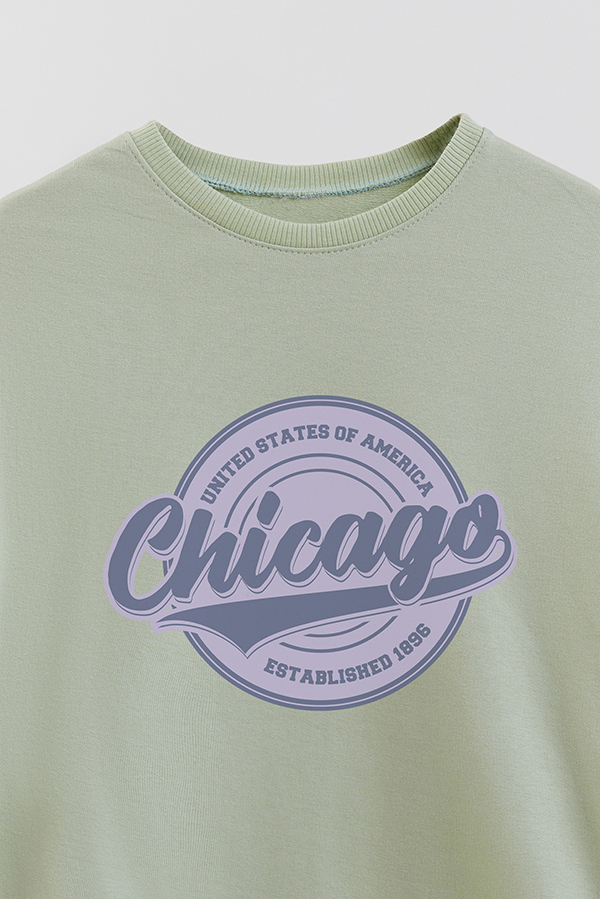 BUZO CREWNECK RUSTICO VARSITY GIRL CHICAGO