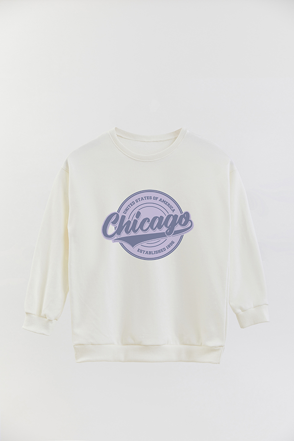 BUZO CREWNECK RUSTICO VARSITY GIRL CHICAGO