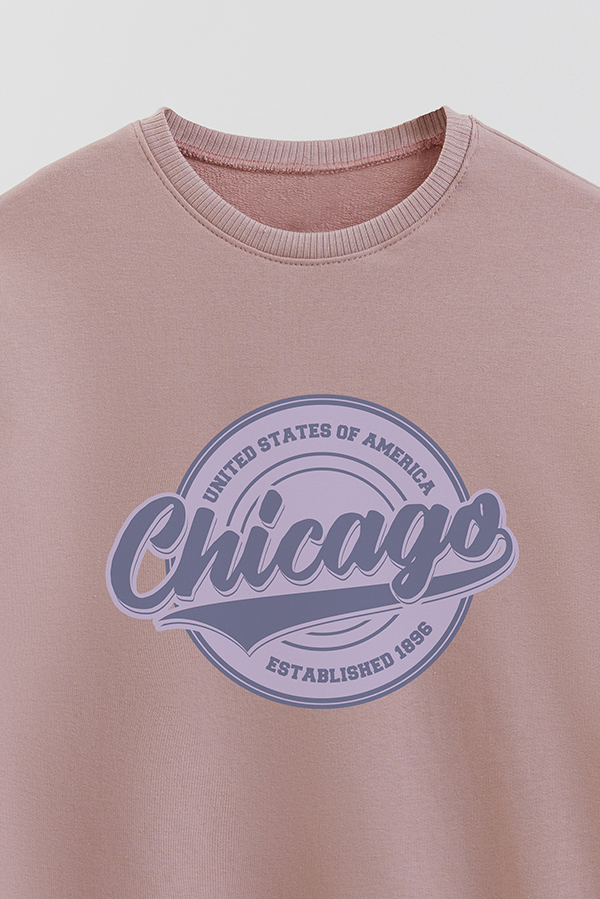 BUZO CREWNECK RUSTICO VARSITY GIRL CHICAGO