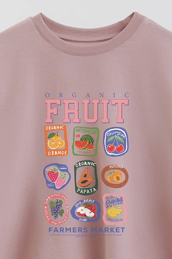 REMERA CROP ESTAMPADA ORGANIC FRUIT
