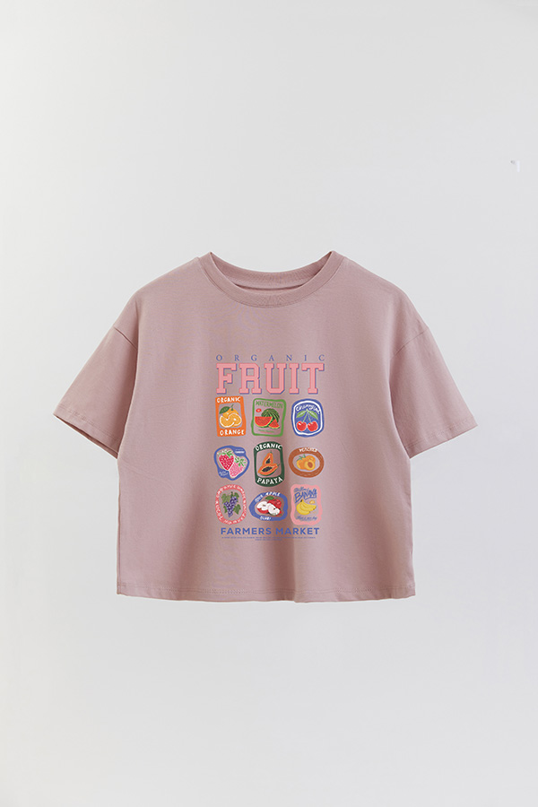 REMERA CROP ESTAMPADA ORGANIC FRUIT