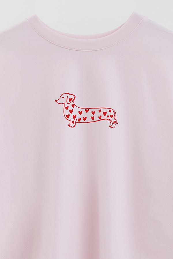 REMERA CROP ESTAMPADA VALENTINE DOG