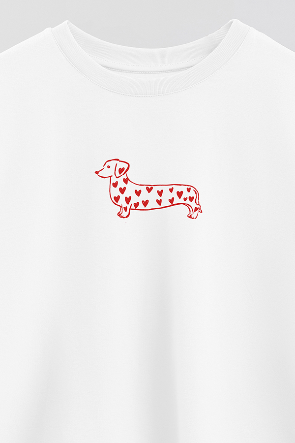 REMERA CROP ESTAMPADA VALENTINE DOG