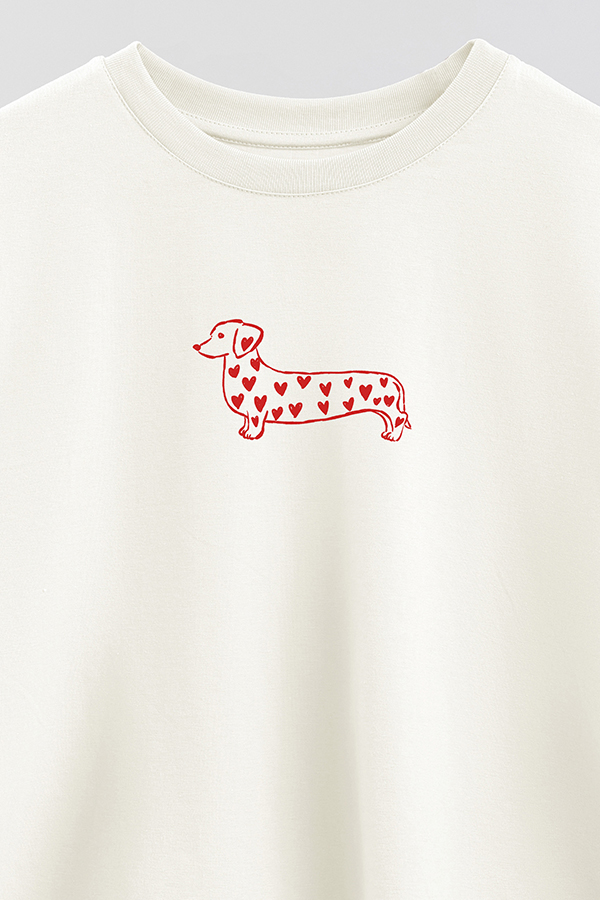 REMERA CROP ESTAMPADA VALENTINE DOG