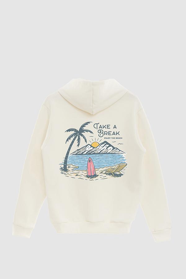 HOODIE ESTAMPADO TAKE A BREAK ENJOY THE BEACH