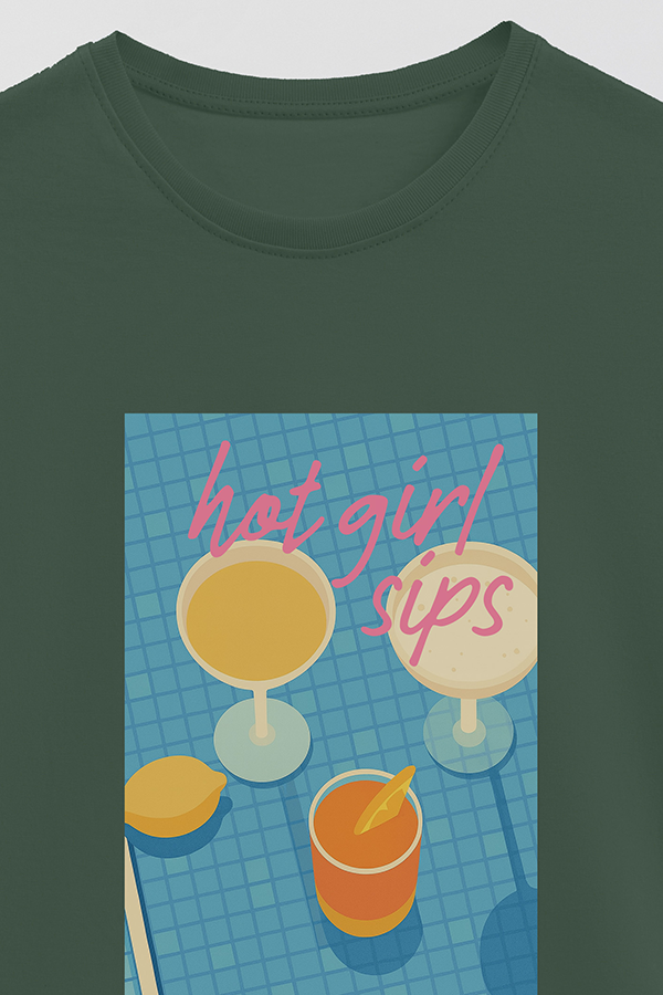 REMERA BASICA ESTAMPADA HOT GIRL SIP