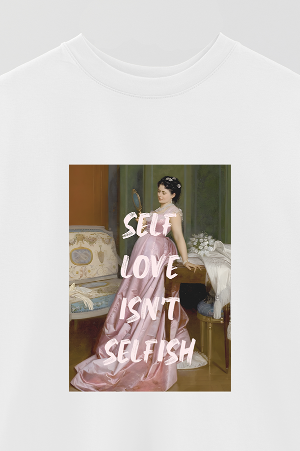 REMERA OVER ESTAMPADA ART COLLECTION 104 SELF LOVE ISN'T SELFISH