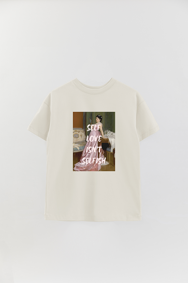 REMERA OVER ESTAMPADA ART COLLECTION 104 SELF LOVE ISN'T SELFISH