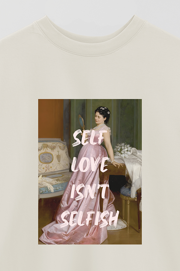 REMERA OVER ESTAMPADA ART COLLECTION 104 SELF LOVE ISN'T SELFISH