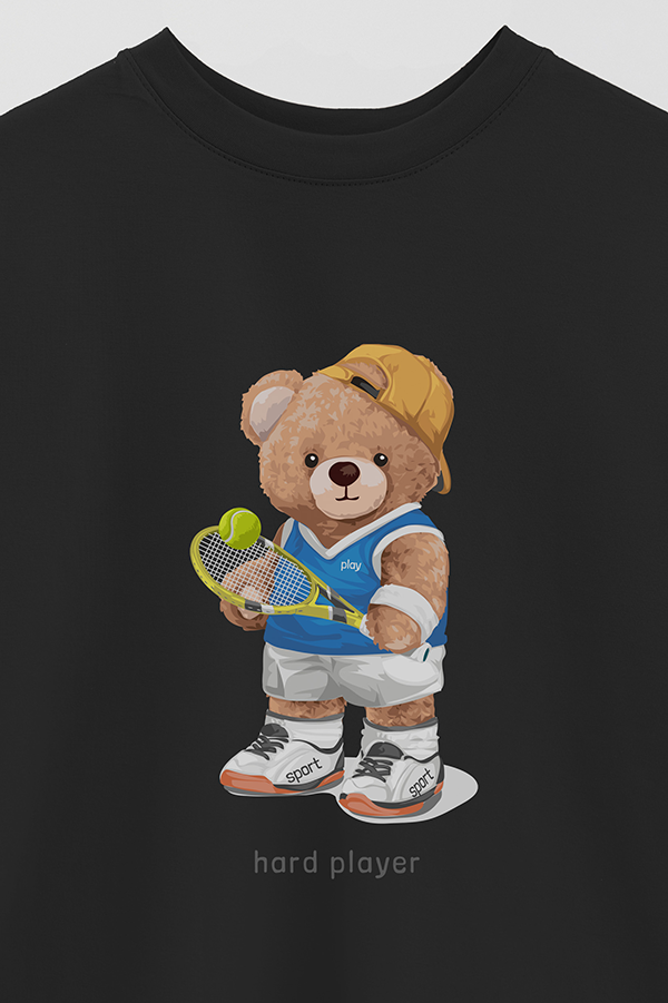 REMERA OVER ESTAMPADA UNISEX TEDDY HARD PLAYER