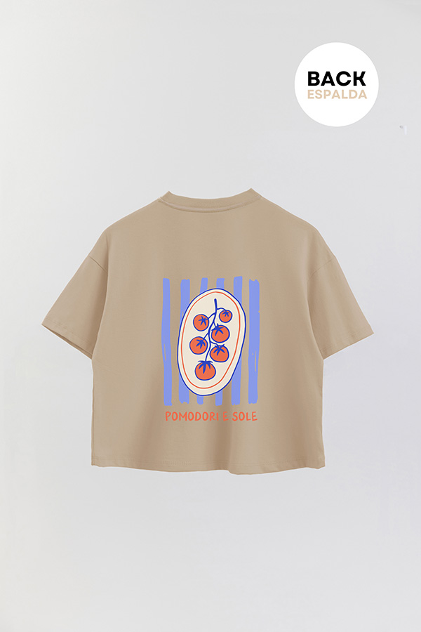REMERA CROP FB ESTAMPADA POMODORI E SOLE