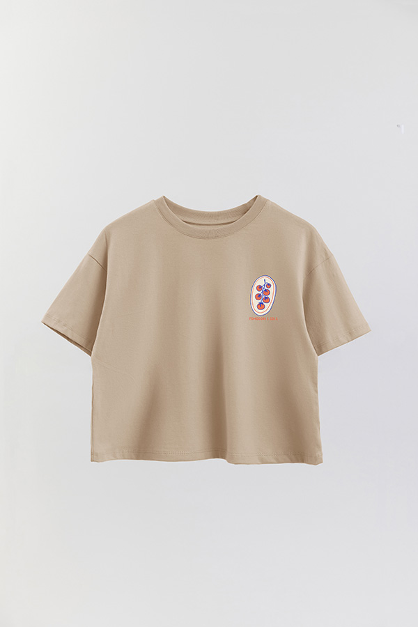 REMERA CROP FB ESTAMPADA POMODORI E SOLE