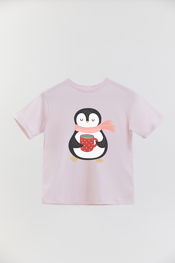 REMERA BASICA ESTAMPADA PASTEL CHRISTMAS PENGUIN