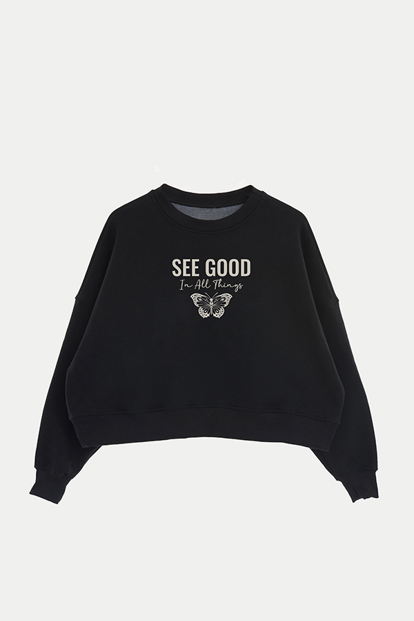 BUZO CROP FRISA ESTAMPADO MINIMAL LOVE SEE GOOD