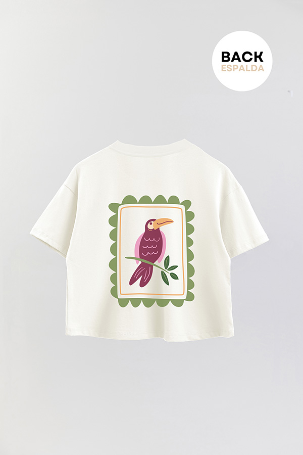 REMERA CROP FB ESTAMPADA PARROT