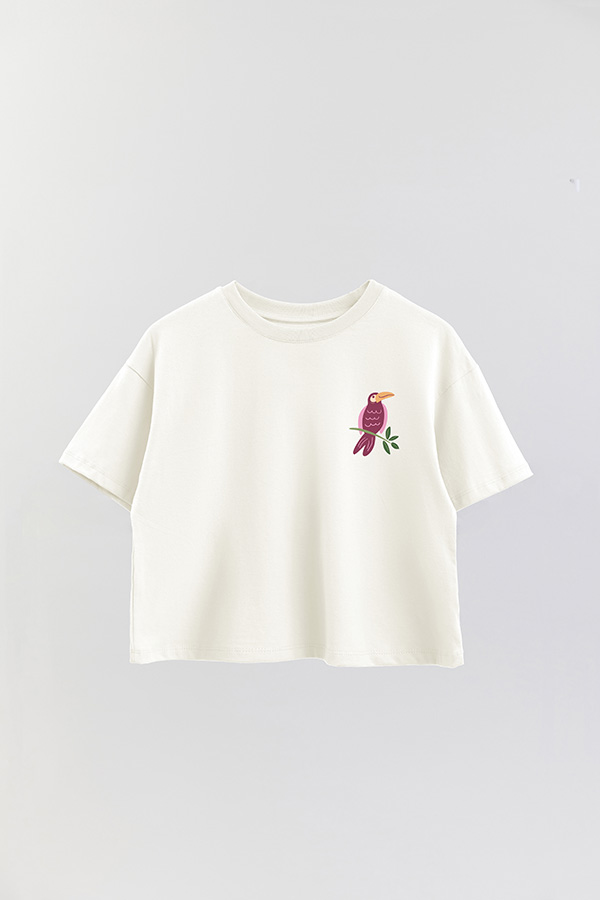 REMERA CROP FB ESTAMPADA PARROT