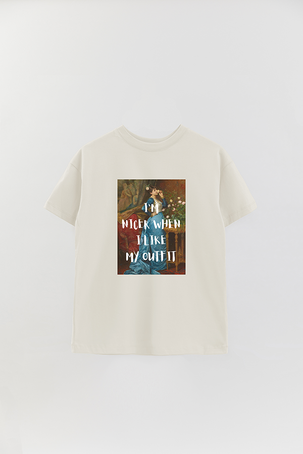 REMERA OVER ESTAMPADA ART COLLECTION 6 I'M NICER WHEN I LIKE MY OUTFIT