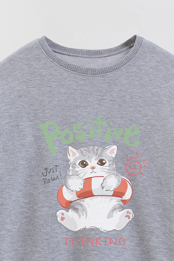BUZO CREWNECK RUSTICO KITTY DREAMS POSITIVE