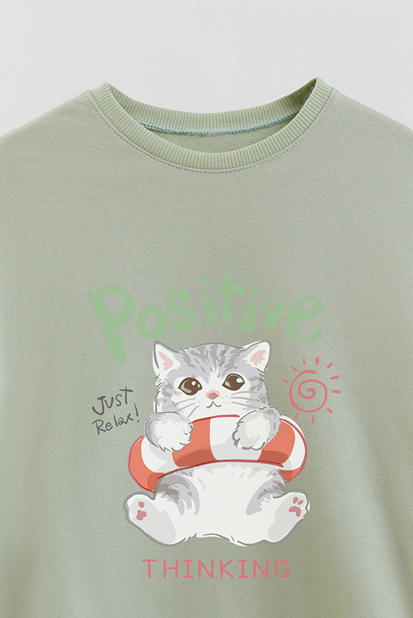 BUZO CREWNECK RUSTICO KITTY DREAMS POSITIVE