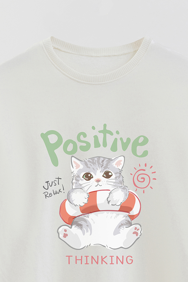 BUZO CREWNECK RUSTICO KITTY DREAMS POSITIVE