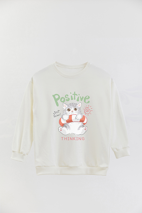 BUZO CREWNECK RUSTICO KITTY DREAMS POSITIVE