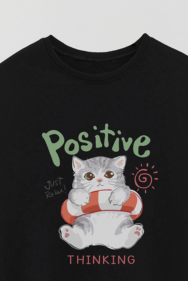 BUZO CREWNECK RUSTICO KITTY DREAMS POSITIVE