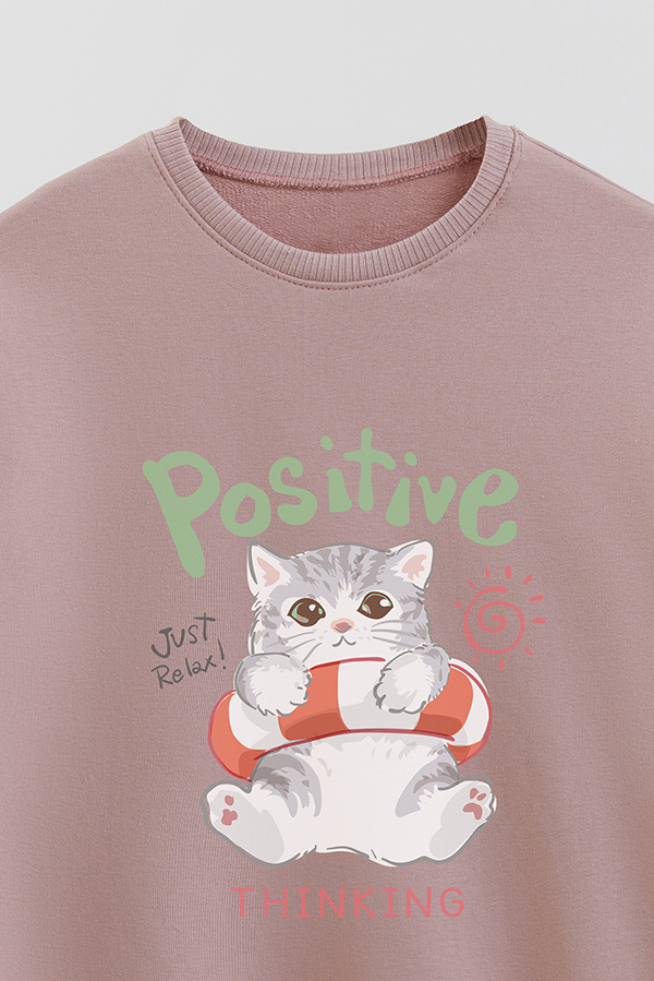 BUZO CREWNECK RUSTICO KITTY DREAMS POSITIVE