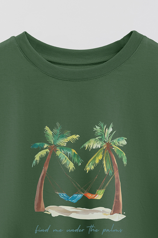REMERA CROP ESTAMPADA COASTAL UNDER THE PALM
