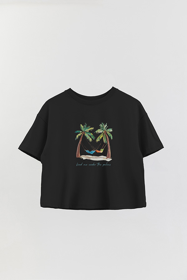 REMERA CROP ESTAMPADA COASTAL UNDER THE PALM