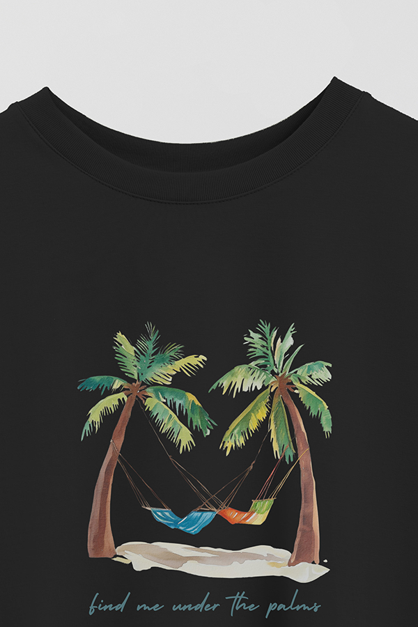 REMERA CROP ESTAMPADA COASTAL UNDER THE PALM