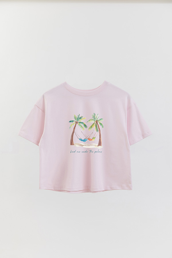 REMERA CROP ESTAMPADA COASTAL UNDER THE PALM