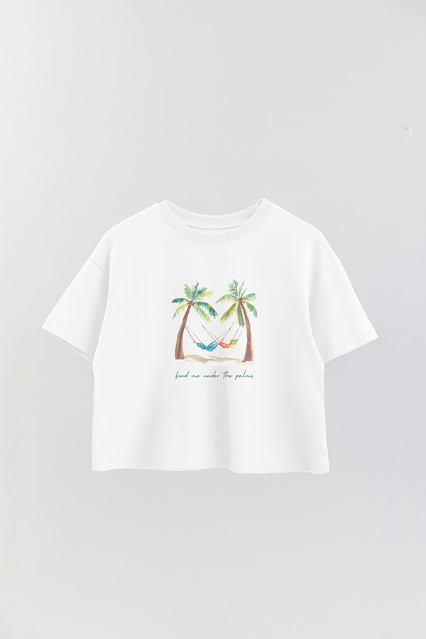 REMERA CROP ESTAMPADA COASTAL UNDER THE PALM