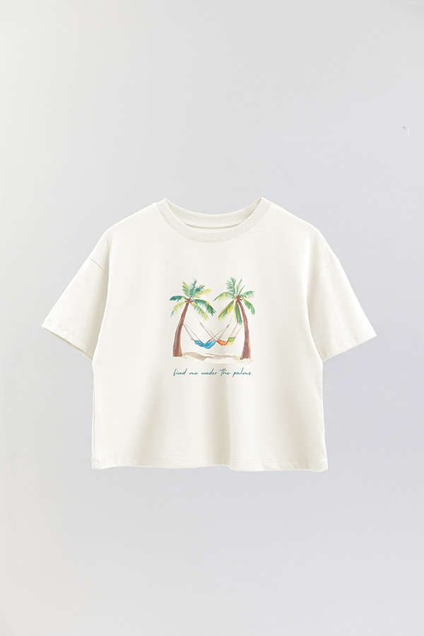 REMERA CROP ESTAMPADA COASTAL UNDER THE PALM