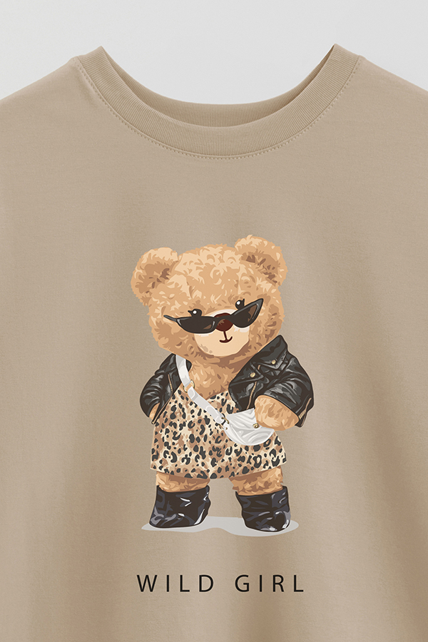REMERA OVER ESTAMPADA UNISEX TEDDY WILD GIRL