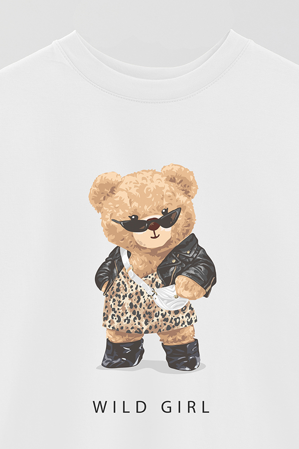 REMERA OVER ESTAMPADA UNISEX TEDDY WILD GIRL